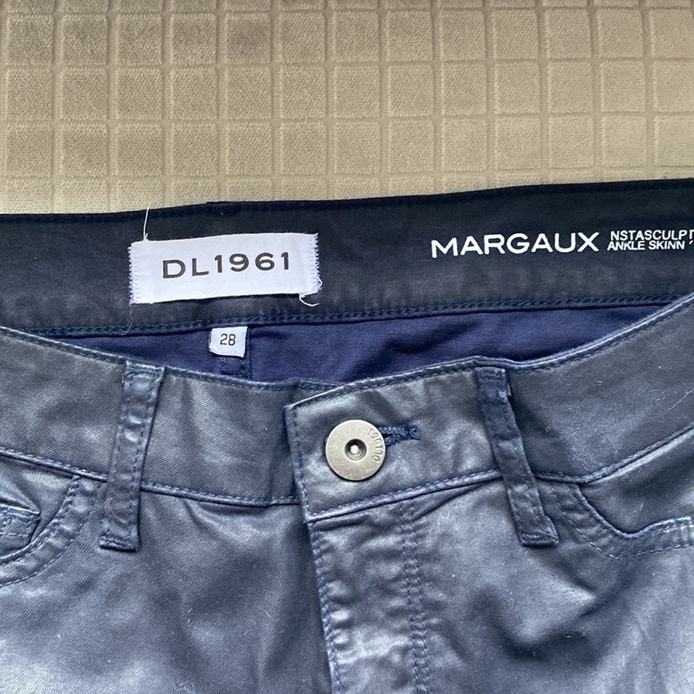 DL1961 Margaux 28" Instasculpt Waxed Skinny Blue Jeans